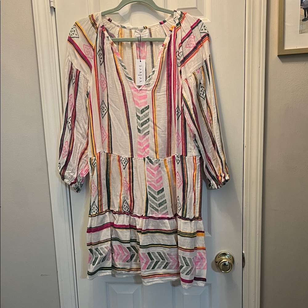 Velvet Colorful Patterned Dress - Picture 2 of 5